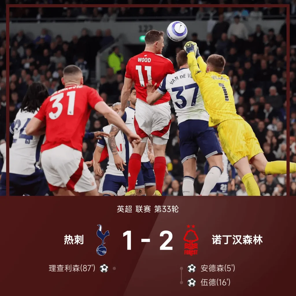 森林客场2-1斩杀热刺，VAR争议+神扑抢戏！北伦敦豪门轰然崩塌！​-足球赛程-足球比分-足球交流论坛